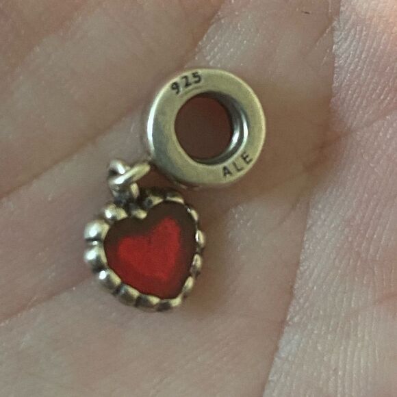 Authentic Pandora Forever Red Enamel Heart Dangle Charm - Picture 3 of 3